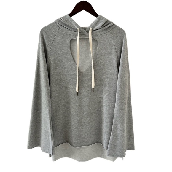 Project Social T Tops - Project Social T Light Grey Roxanne Wide Sleeve Hoodie Size Medium